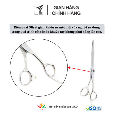 Kéo cắt tóc LS lưỡi thẳng quai offset vênh đỡ ngón cố định FA13/6.5