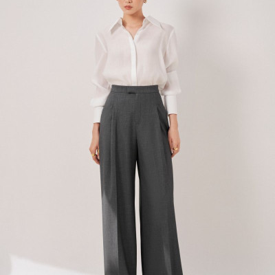 Quần vải 2 ly ống rộng Naomi thiết kế cao cấp WHITE CHIC