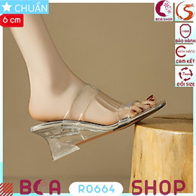 Dép Guốc Quai Trong Suốt đế xuồng cao 6 phân RO664 ROSATA tại BCASHOP nổi bật và cuốn hút hơn trong mọi hoàn cảnh