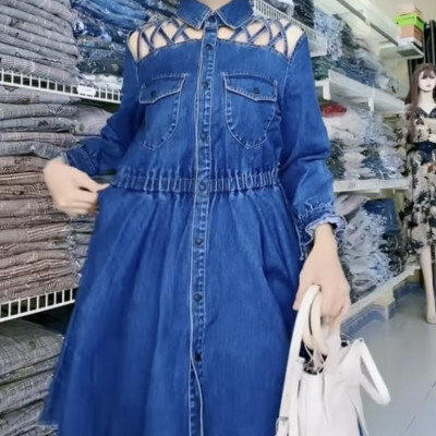 Đầm denim cao cấp siêu dễ thương Myqlothing.