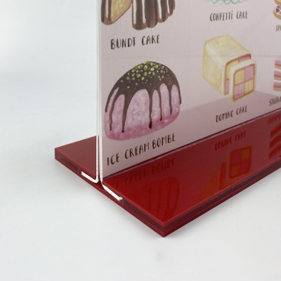 Kệ menu nhà hàng, Standee mica để bàn, Bảng quét mã QR Code, Kệ mica 2 mặt Enter E06 210x300mm đế lùa A4