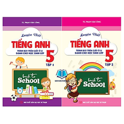 Sách - Combo Luyện Viết Tiếng Anh Trình Bày Trên Giấy Ô Li Dành Cho Học Sinh Lớp 5 Tập 1 + 2 (KV)