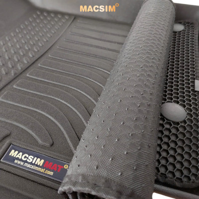 Thảm ô tô sd1 2 lớp dạng lưới lục giác Vinfast Fadil  màu đen - bề mặt cao su siêu sạch - Macsim