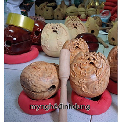 Mõ tụng kinh Phật bằng gỗ sưa đỏ kt 10x10cm