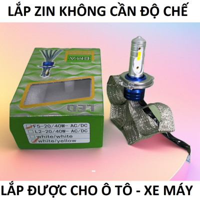 Đèn Pha Ô Tô Xe Máy BMA F5: Siêu Sáng Cos Vàng & Pha Trắng Loại Tốt - Chất Lượng Đến Từ QN LEDLIGHT