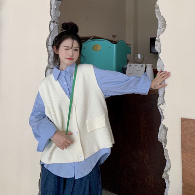 Áo Dệt Kim Gile Len Cổ V Không Tay Cao Cấp Cho Nữ