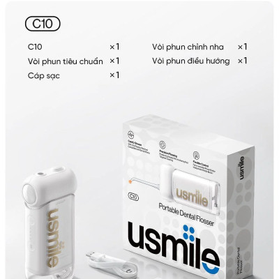 Máy Tăm Nước Sóng Siêu Âm Usmile C10 - Hàng Chính Hãng