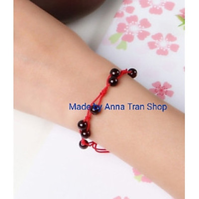Vòng tay Nữ phong thủy gắn hạt đá huyền thạch kết thủ công dễ thương