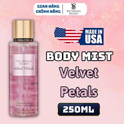 Body Mist Victoria Secret Chính Hãng Velvet Petals, Xịt Thơm Body Toàn Thân Hương Nước Hoa 250ml