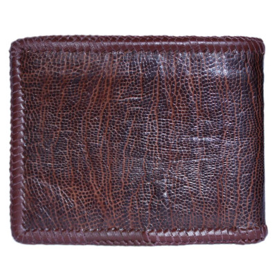 HC2424 - Bóp nam Huy Hoàng da đà điểu trơn đan viền màu nâu đỏ