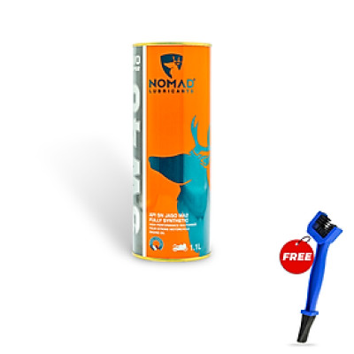 Nhớt Xe Máy Tổng Hợp Toàn Phần NOMAD Lon 1.1L 5W40-SN-MA2 TẶNG Bàn Chải Chà Sên 3D Loại Tốt Cho Xe Côn Tay Exciter/Winner/Moto PKL Nhập Khẩu Chính Hãng