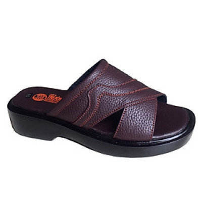 Dép quai ngang nam nâu da bò cao cấp TH_QN044