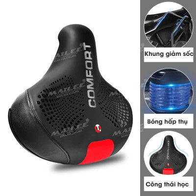 Đệm Yên Xe Đạp Bản Rộng Lớn CF-01 đa lò xo mặt dưới, mút đàn hồi dày, bọc da PU, khung kim loại cho xe đạp MTB, xe thể thao, có tay nắm sau, 2 cách lắp đặt - Mai Lee