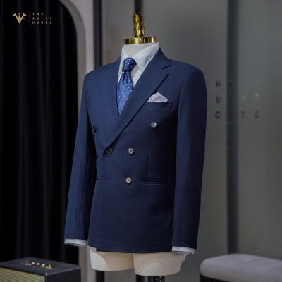 [CLASSY 1] Nguyên bộ suits 2 mảnh XANH 6 KHUY 3 TÚI, vải cashmere, form chuẩn