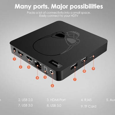 Androdi tivi box Beelink GT-King Ram 4GB, Rom 64GB, điều khiển giọng nói và cử chỉ android 9 - Hàng Nhập Khẩu