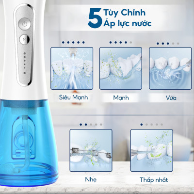 Tăm nước cầm tay h2ofloss hfp11, phiên bản mới nhất với dây sạc usb Type C và tăng cường khả năng chống nước