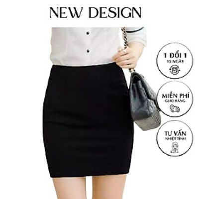 Chân váy bút chì ôm body màu đen dáng ngắn độ dài 42cm thời trang công sở nữ 