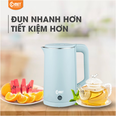 Bình đun siêu tốc 2 lớp Comet CM8226 – Hàng chính hãng -  Dung tích 1.8L, công suất 1500W, chống bỏng, tự ngắt an toàn