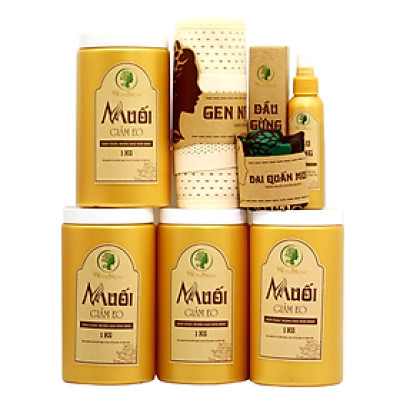 Bộ giảm eo sau sinh Wonmom ( 4 Muối quấn bụng + 1 Dầu gừng + 1 Gen nịt bụng + 1 Đai muối )