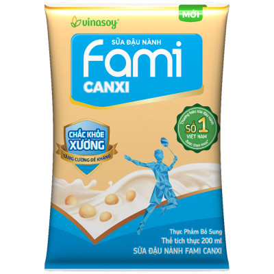 Thùng Sữa Đậu Nành Vinasoy Fami Canxi Nguyên vị (200ml x 40 Bịch)