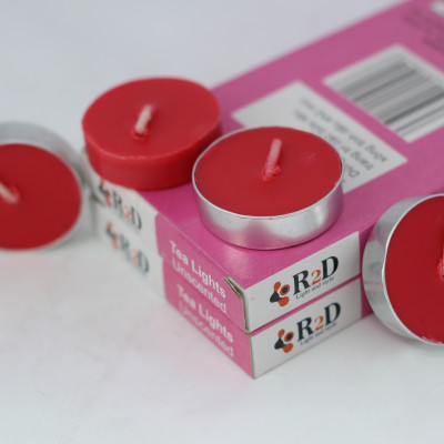 Nến trà Tealight màu đỏ hộp 10 viên chính hãng R2D không khói không mùi dùng cho đèn thiền