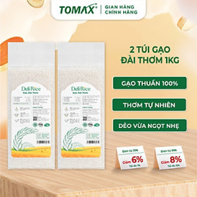 Combo 2 túi Gạo Đài Thơm 1kg TOMAX Ngọt thơm, tơi xốp