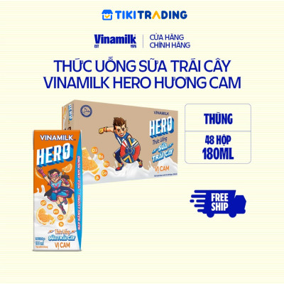 Thùng Thức uống sữa trái cây vị cam Vinamilk Hero 180ml - 48 hộp/Thùng