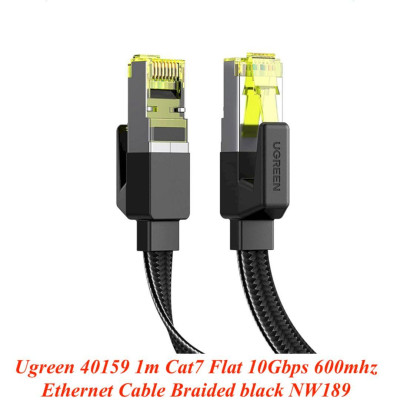 Ugreen UG40159NW189TK 1m 10Gbps 600mhz dây dẹt Nylon Braided Màu Đen Cáp mạng Cat7 - HÀNG CHÍNH HÃNG