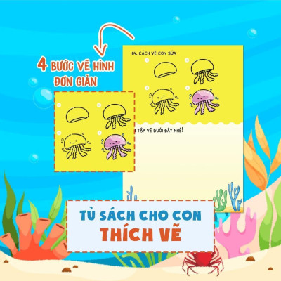 Sách - Dino Tập Vẽ - 4 Bước Vẽ Đơn Giản Sinh Vật Biển - Megabook