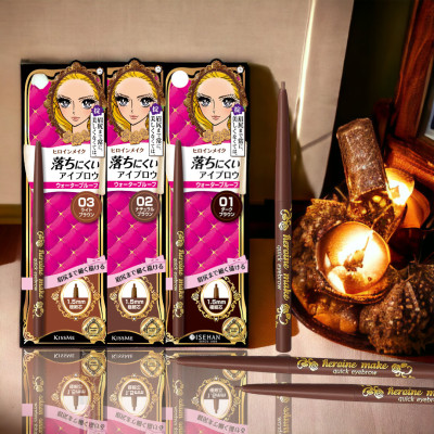 Bút Chì Sáp Kẻ Lông Mày Không Lem Trôi Lõi Siêu Mịn Kissme Heroine Make Quick Eyeliner (3 Màu)