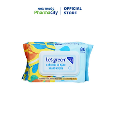Khăn ướt đa năng kháng khuẩn Let Green (Gói 80 miếng)