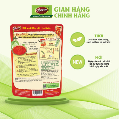 Xốt Muối Kim Chi Hàn Quốc Barona 180g, combo 5 gói Tặng 1 gói cùng loại tươi ngon chuẩn vị không cần nêm nếm