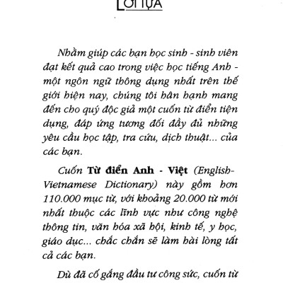 Từ Điển Anh - Việt 110.000 Từ (Tái Bản 2020)