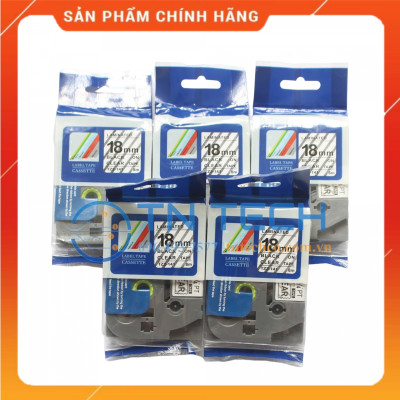 Nhãn In Tz2-141 - Đen nền trong 18mm x 8m - Dùng cho máy in BROTHER - AIMO - PUTY [Hàng nhập khẩu]
