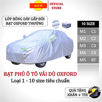 Bạt phủ ô tô vải dù Oxford cao cấp - Mr Ô Tô 10 size độc quyền - Bảo vệ xe tuyệt đối - Bảo hành 2 năm.
