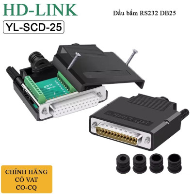 Đầu bấm RS232 25 chân bắt vit vỏ ốp nhựa chân đồng HD-Link YL-SCD-25. HÀNG CHÍNH HÃNG !!!