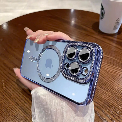 Ốp lưng cho iphone 16 promax / 16 Pro / 16 Plus / IP16 Iris sạc từ tính đính đá vòng kim tuyến rất đẹp - hàng chính hãng