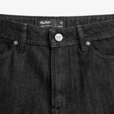 Quần Short Jean ROUTINE Nam Ống Suông Trơn Form Straight - 10S24DPS003 | LASTORE MENSWEAR