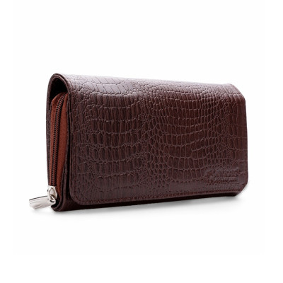 HJ3132-33-34 - Bóp nữ vân cá sấu Huy Hoàng nhiều ngăn màu da, đen, nâu