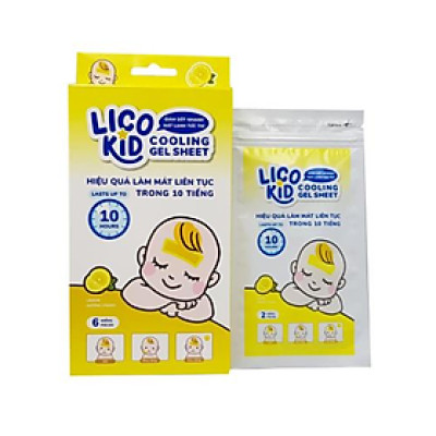 DÁN HẠ SỐT NHANH, GIẢM ĐAU, CHÙM MÁT LẠNH LICO KID CHANH - Hộp 6 Miếng