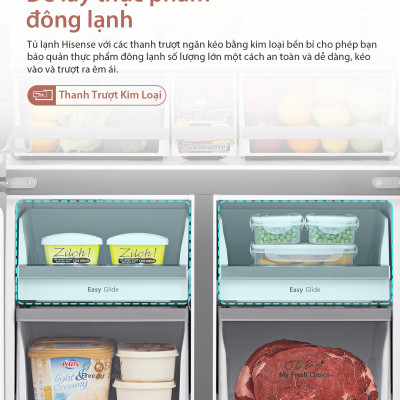 Tủ lạnh Hisense Inverter 4 cửa RQ768N4EW-KU 609L tiết kiệm điện, bảo hành 3 năm - HÀNG CHÍNH HÃNG