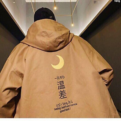 Áo kháic dù có nón in mặt trăng nam nữ mặc form rộng