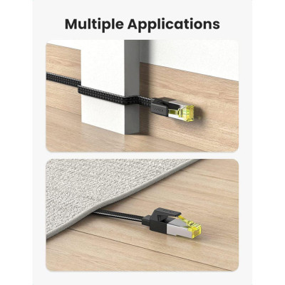 Ugreen UG40158NW189TK 0.5m 10Gbps 600mhz dây dẹt Nylon Braided Màu Đen Cáp mạng Cat7 - HÀNG CHÍNH HÃNG
