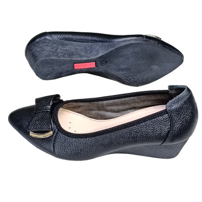 Giày Nữ Búp Bê Đế Xuồng TiTi ĐÔ Da Bò Thật Thời Trang Cao 5cm GBB2042d