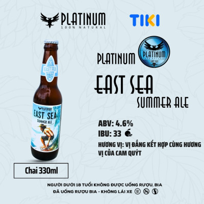 [Pack 6 Chai] Bia Thủ Công Cao Cấp Platinum East Sea Summer Ale Chai 330ml 5% Chính Hãng