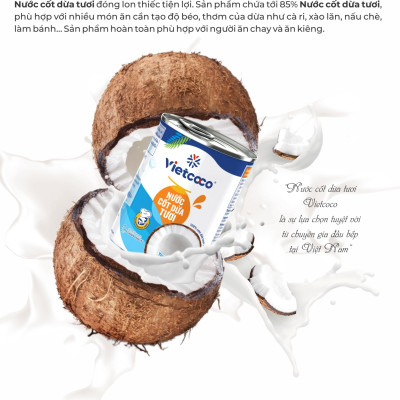 Nước cốt dừa tươi VIETCOCO 400ml, thơm, ngon, béo ngậy, chuẩn chính hãng 100%