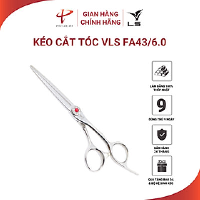 Kéo cắt tóc VLS FA43/6.0 lưỡi convex thẳng quai offset vênh đỡ ngón cố định - Hàng chính hãng