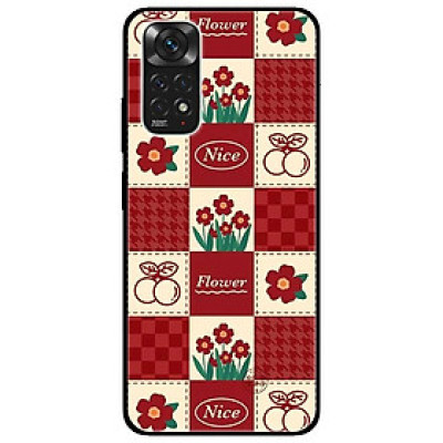 Ốp lưng dành cho Xiaomi Redmi Note 11 4G mẫu Hoa Ô Vuông Đỏ
