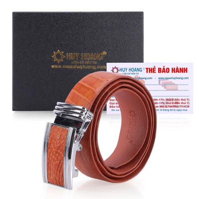 HP4742-43-44-45 - Thắt lưng nam da cá sấu Huy Hoàng nguyên con bụng 3,5P màu đen, nâu đỏ, nâu đất, vàng