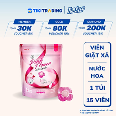 Viên giặt xả Top Step hương Nước hoa tinh tế gói 15 viên (210g)
